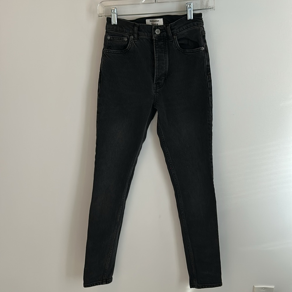 Reformation Erie Wash Skinny Jeans Washed Black - Picture 2 of 9